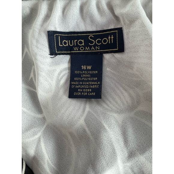 Laura Scott Woman Chiffon Purple Floral Black White Ruffle Edge Skirt Sz 16W - Picture 5 of 5